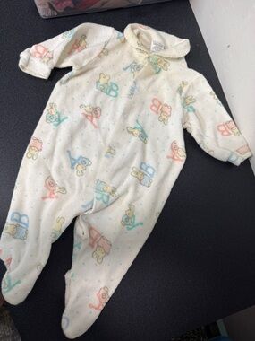 Carter's White Footed One-Piece with Pastel Print 80’s